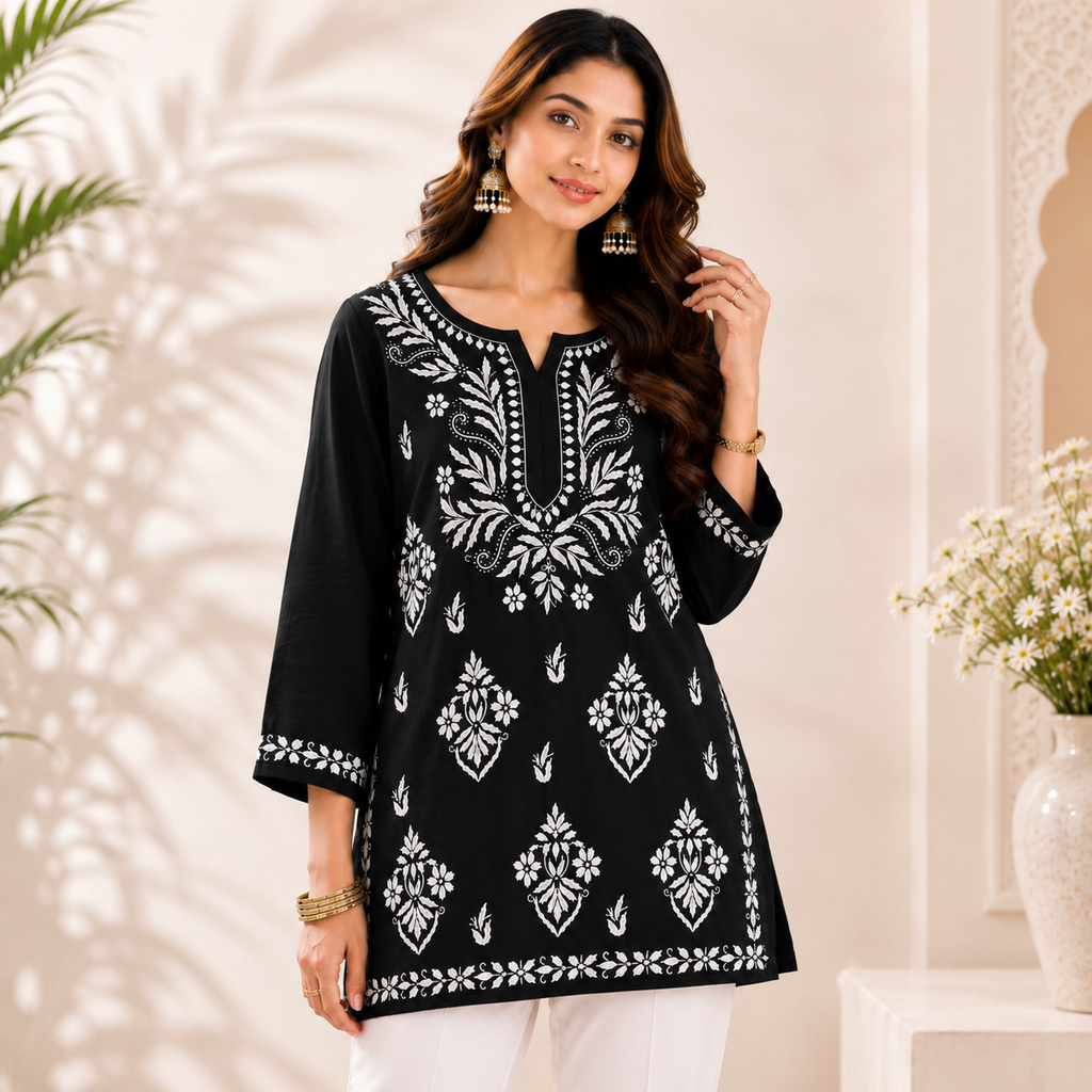 Modal Chikankari Short Kurti