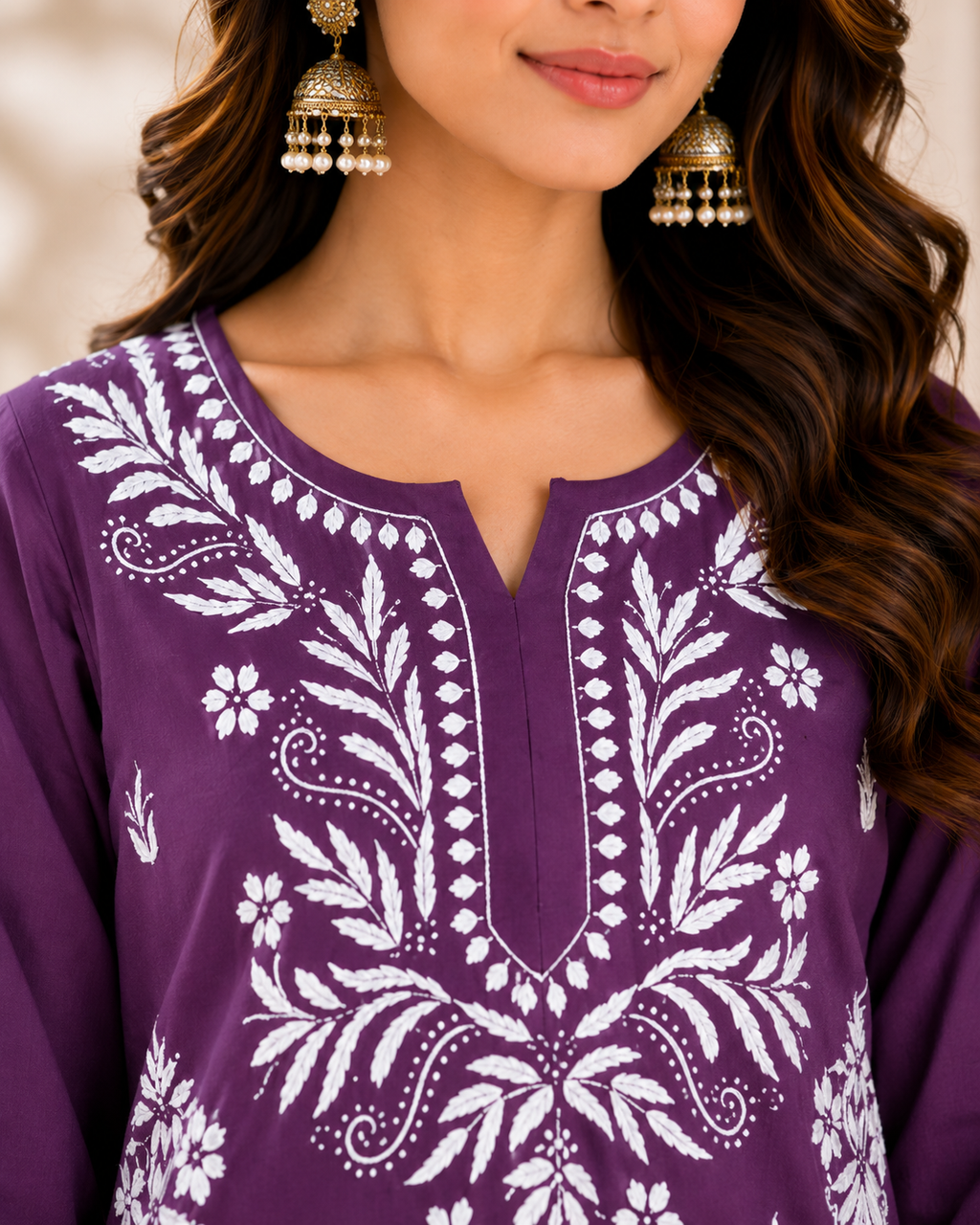 Modal Chikankari Short Kurti