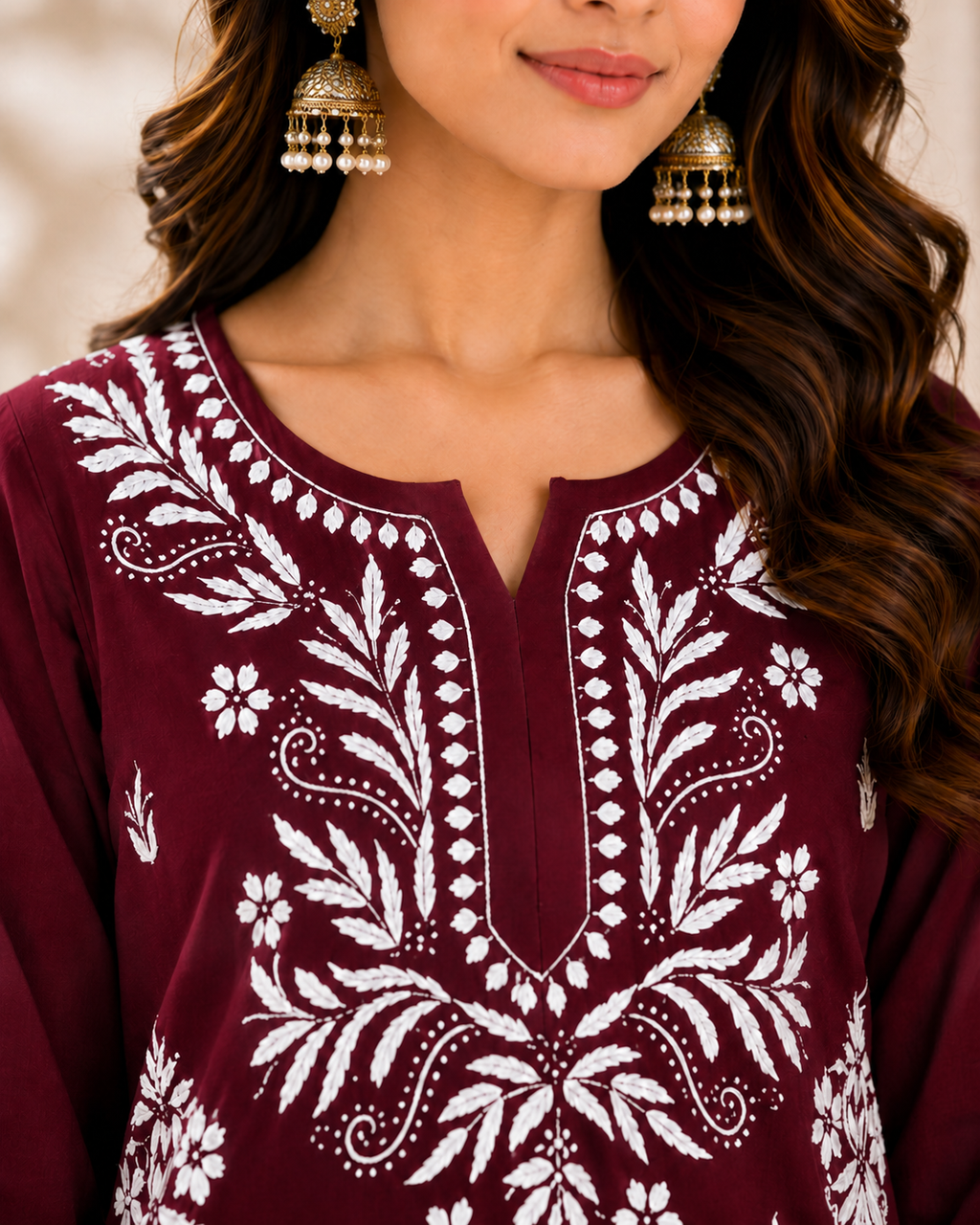 Modal Chikankari Short Kurti