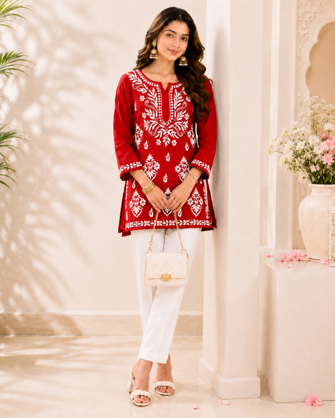 Modal Chikankari Short Kurti
