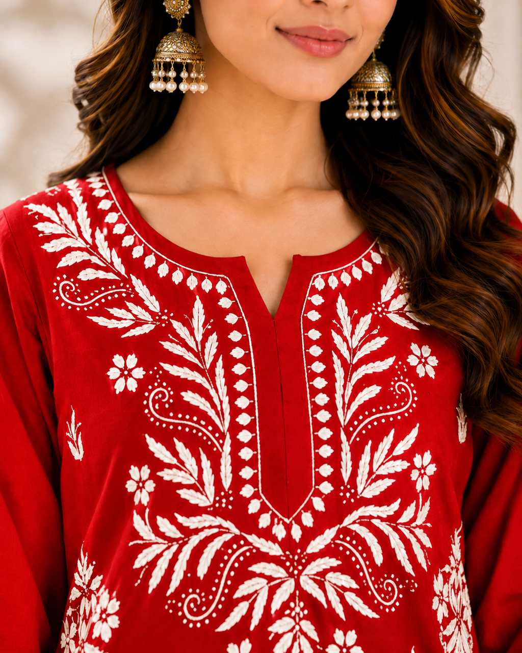 Modal Chikankari Short Kurti