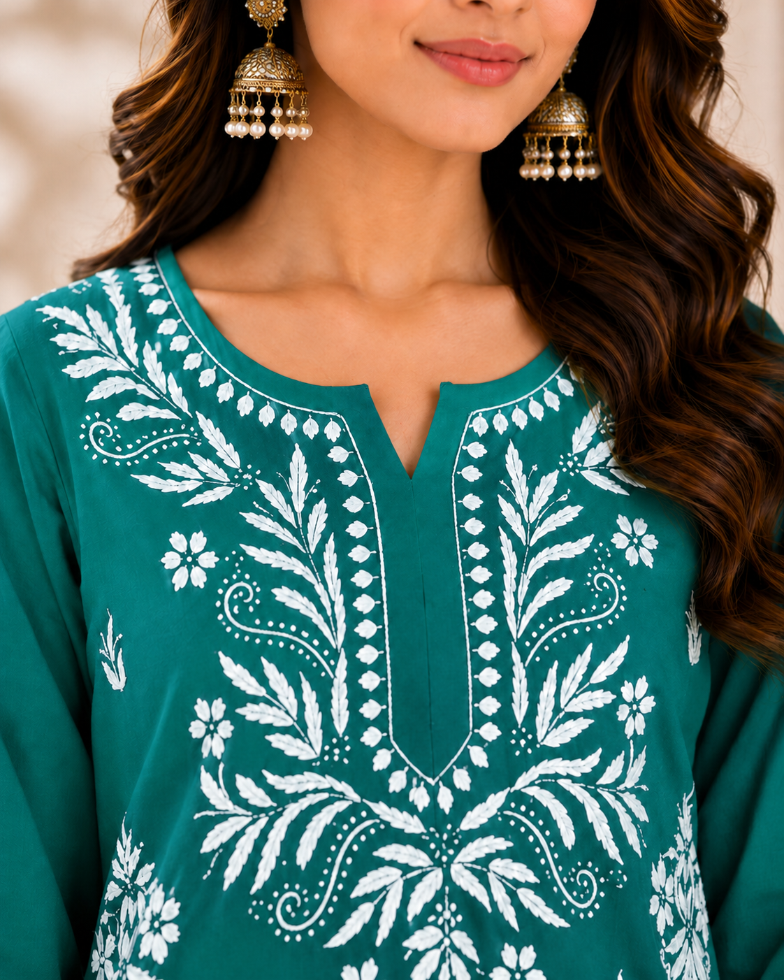 Modal Chikankari Short Kurti