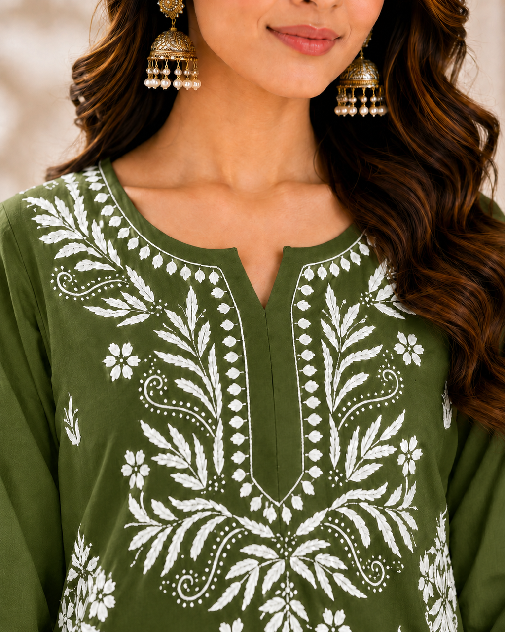 Modal Chikankari Short Kurti