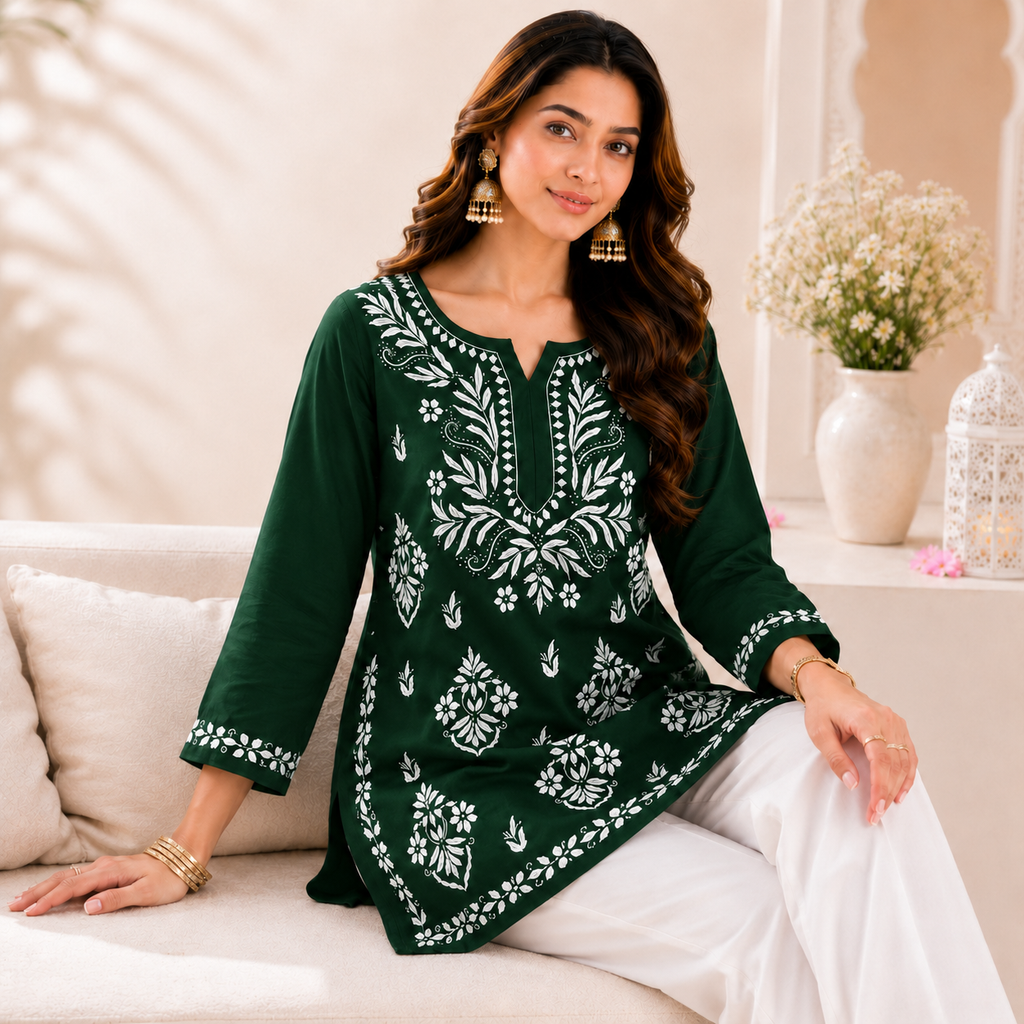 Modal Chikankari Short Kurti