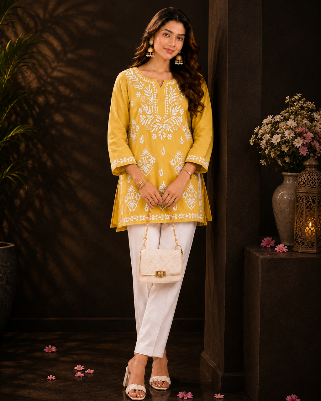 Modal Chikankari Short Kurti