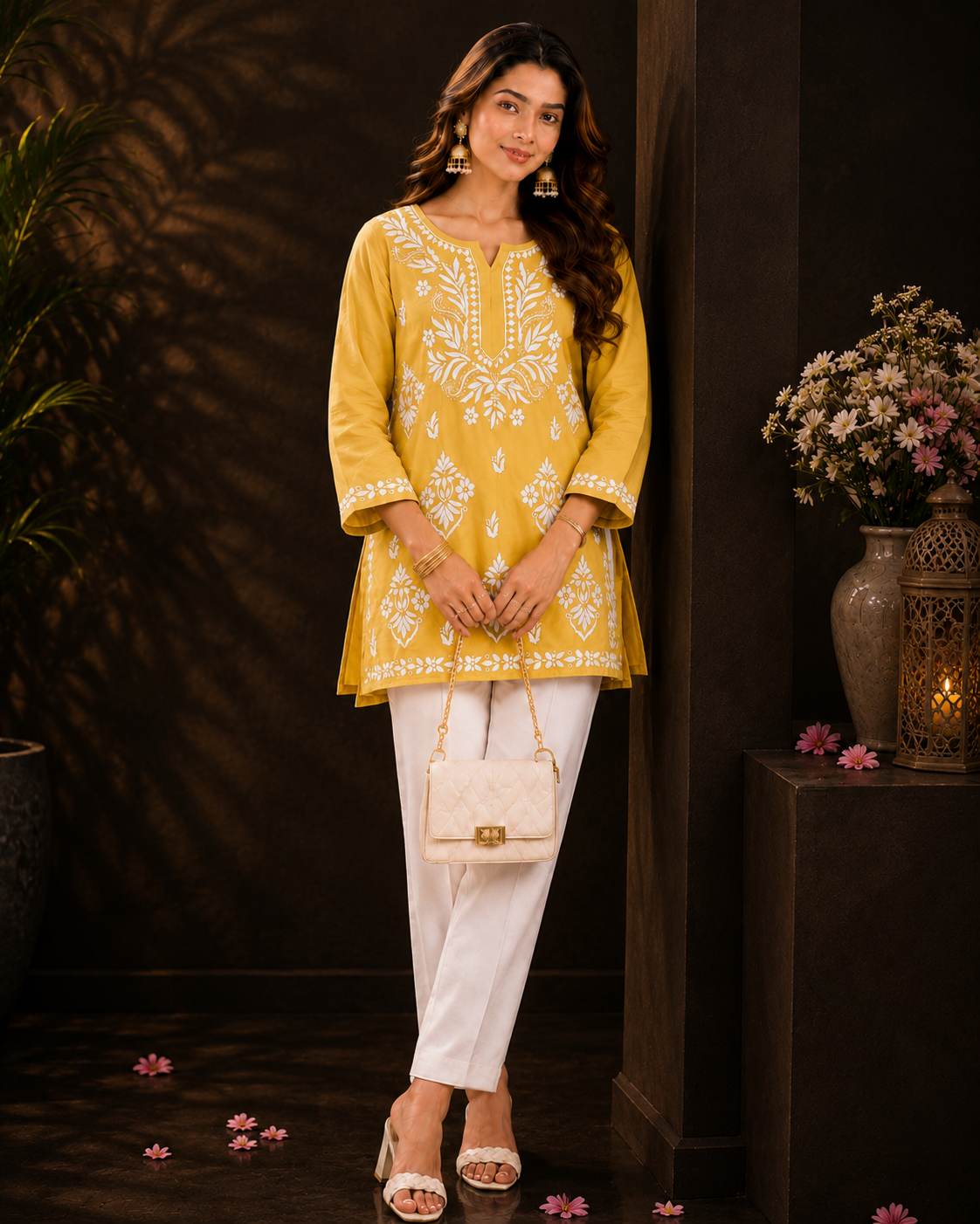Modal Chikankari Short Kurti