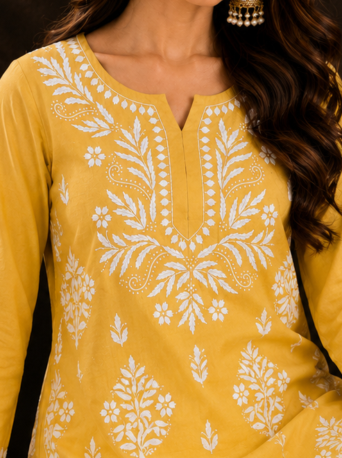 Modal Chikankari Short Kurti