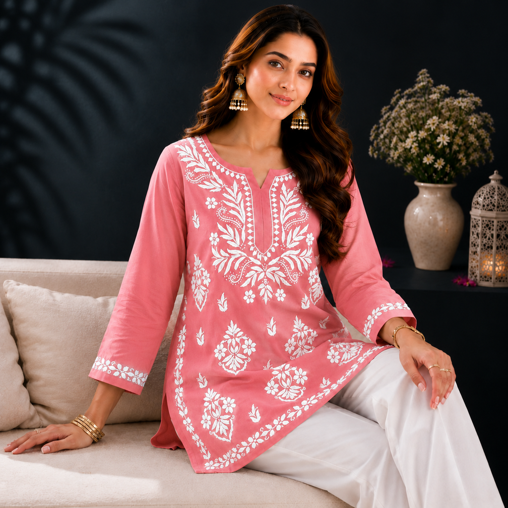 Modal Chikankari Short Kurti