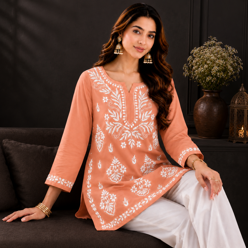 Modal Chikankari Short Kurti