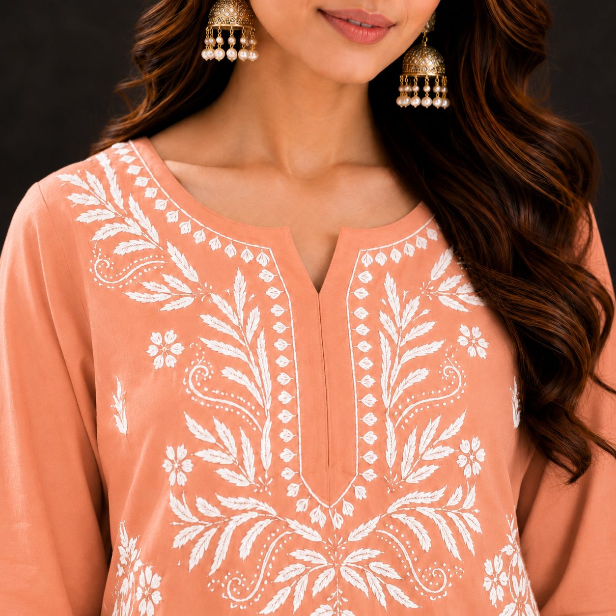 Modal Chikankari Short Kurti