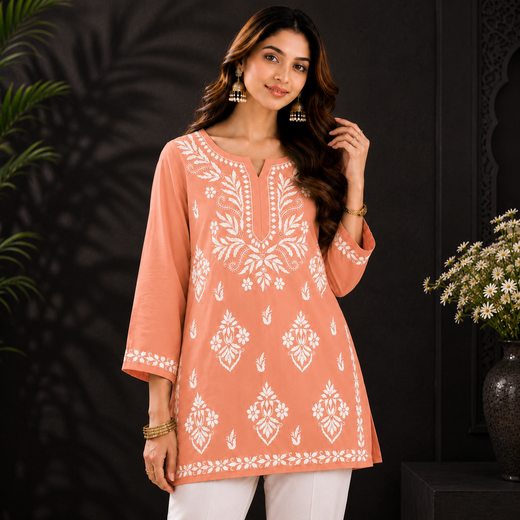Modal Chikankari Short Kurti