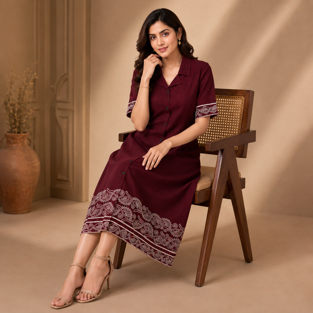 Embroidered Midi Dress
