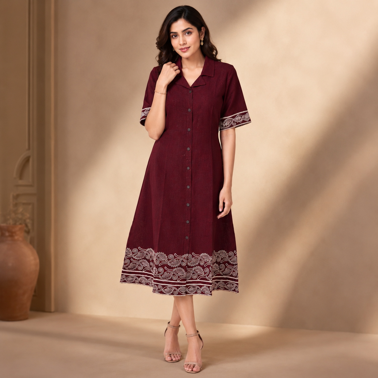 Embroidered Midi Dress