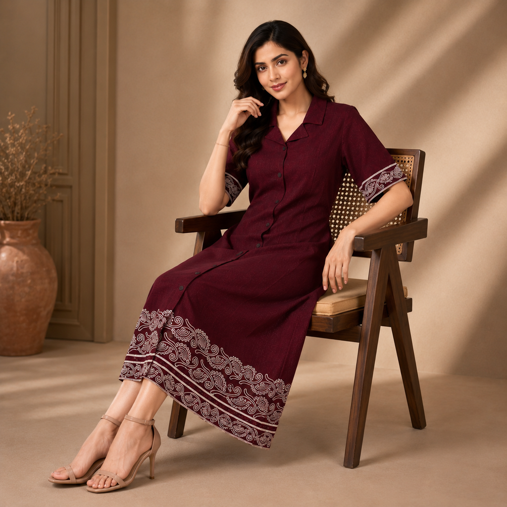 Embroidered Midi Dress