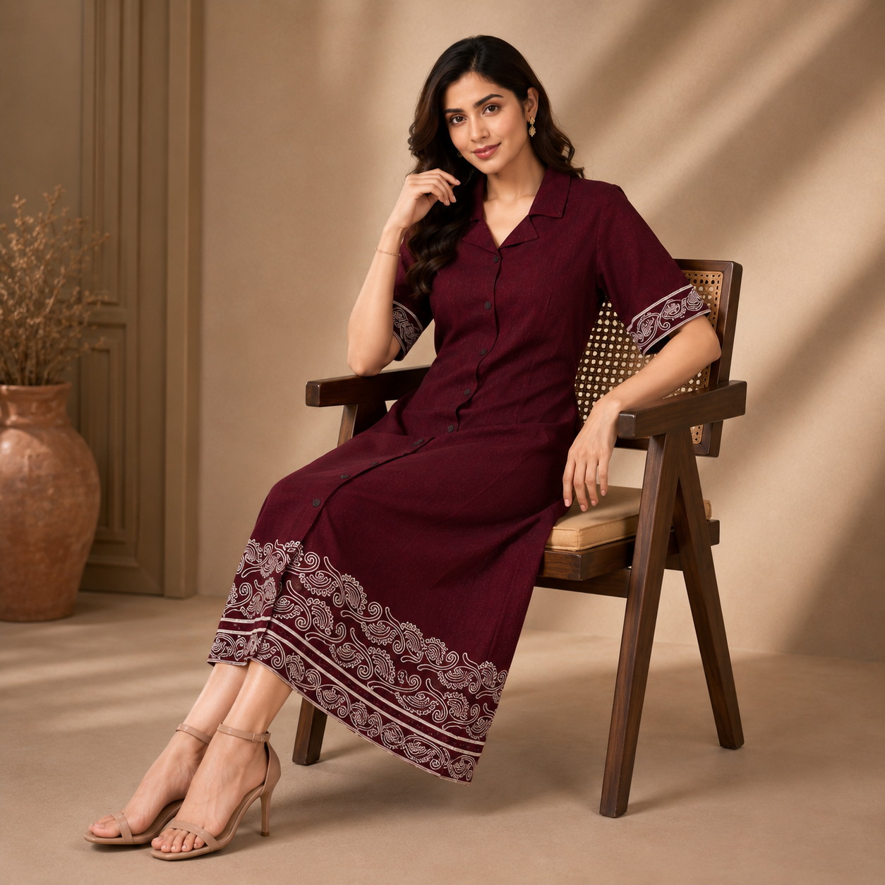 Embroidered Midi Dress