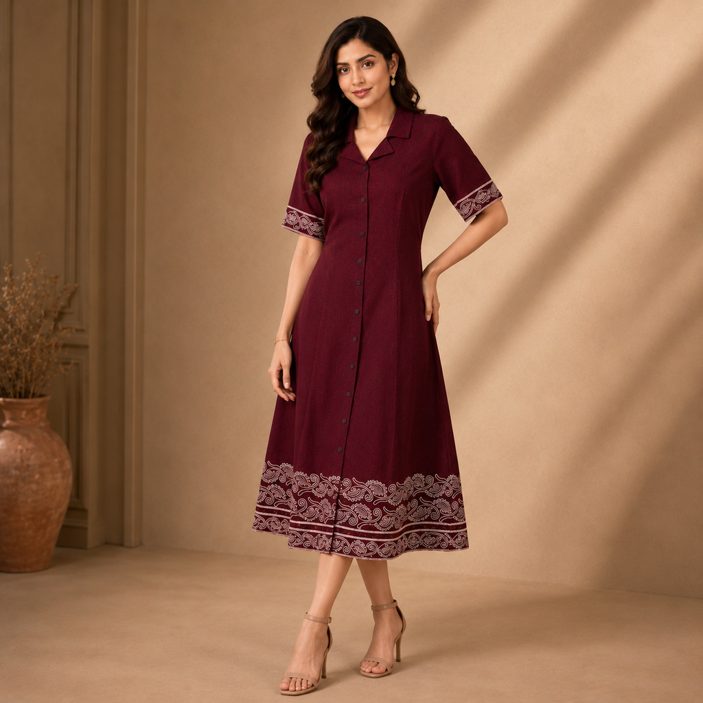 Embroidered Midi Dress
