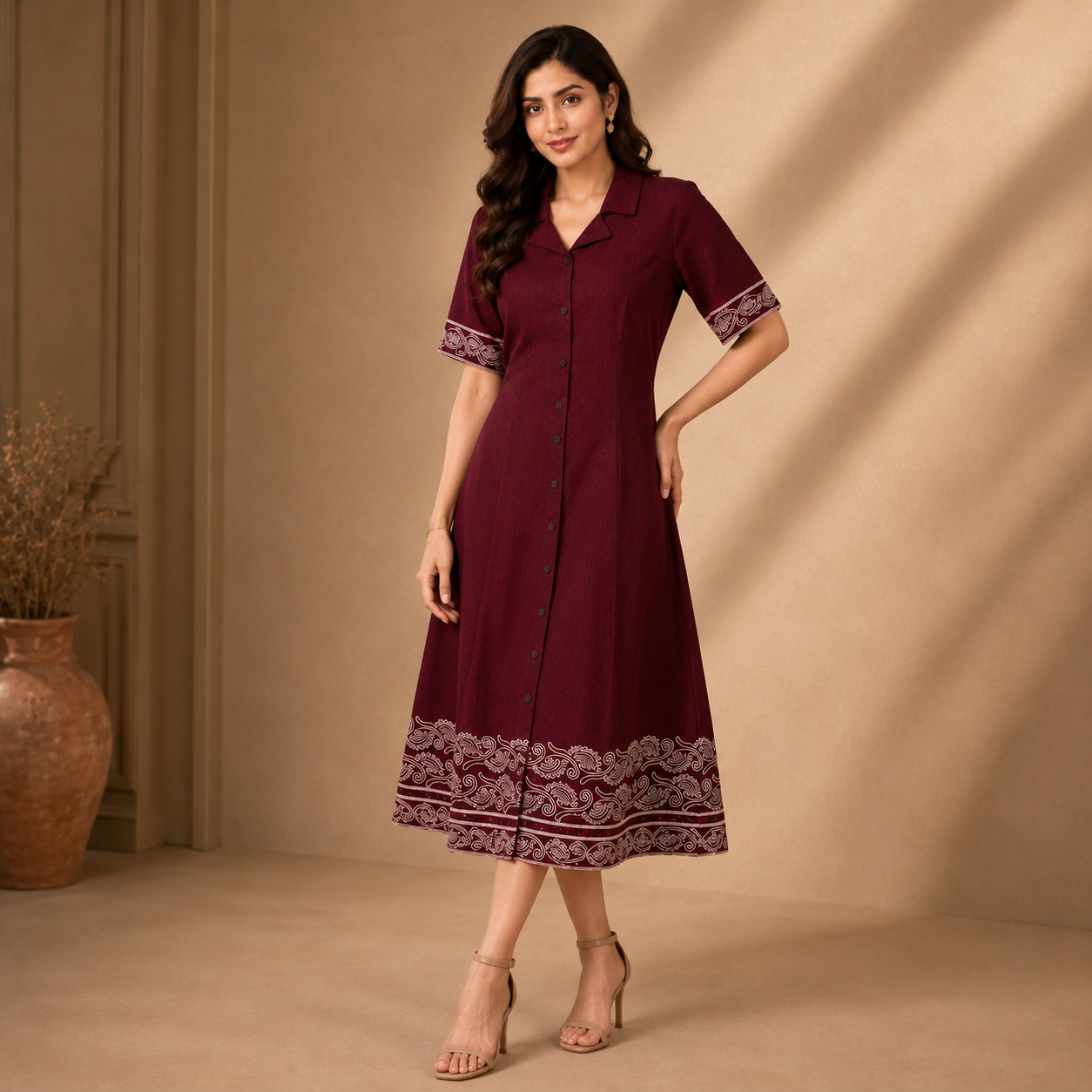 Embroidered Midi Dress