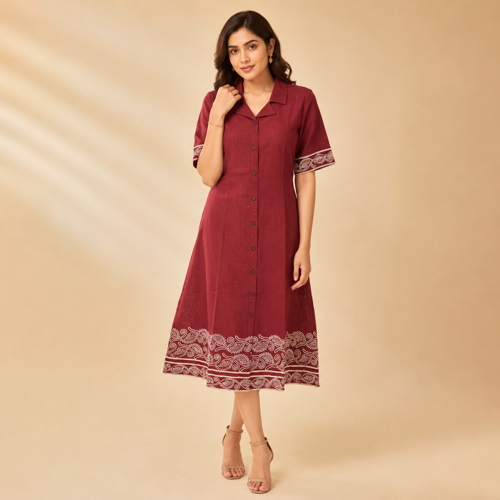 Embroidered Midi Dress