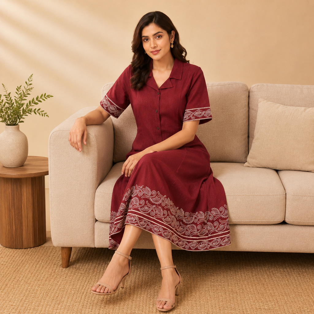 Embroidered Midi Dress