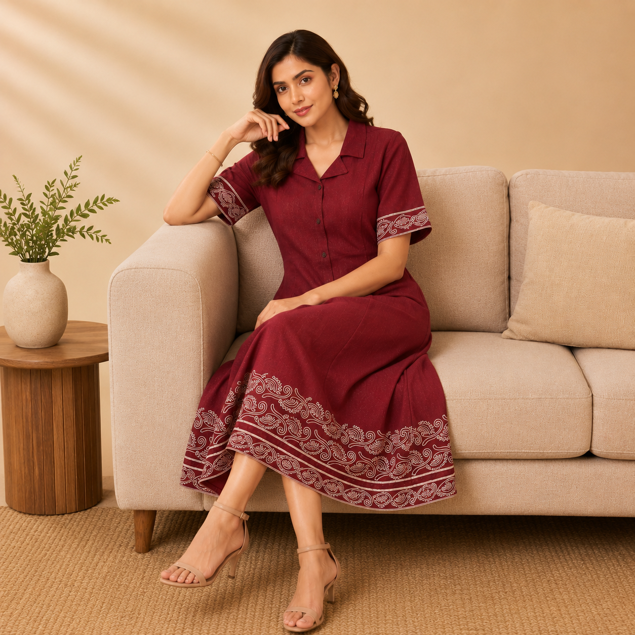 Embroidered Midi Dress