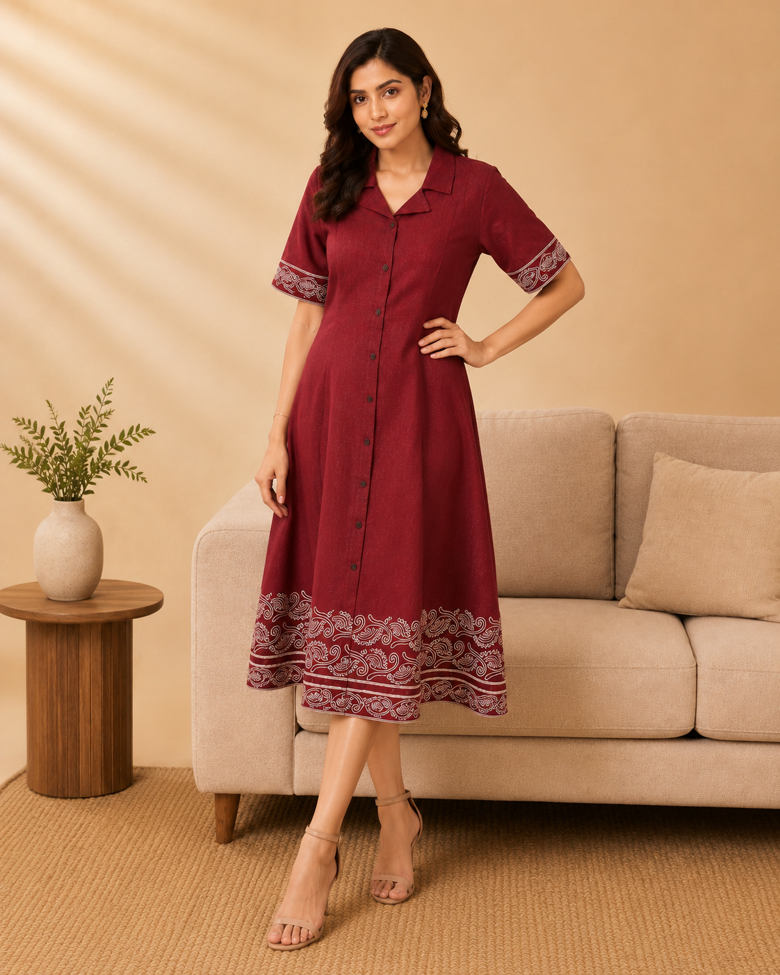 Embroidered Midi Dress