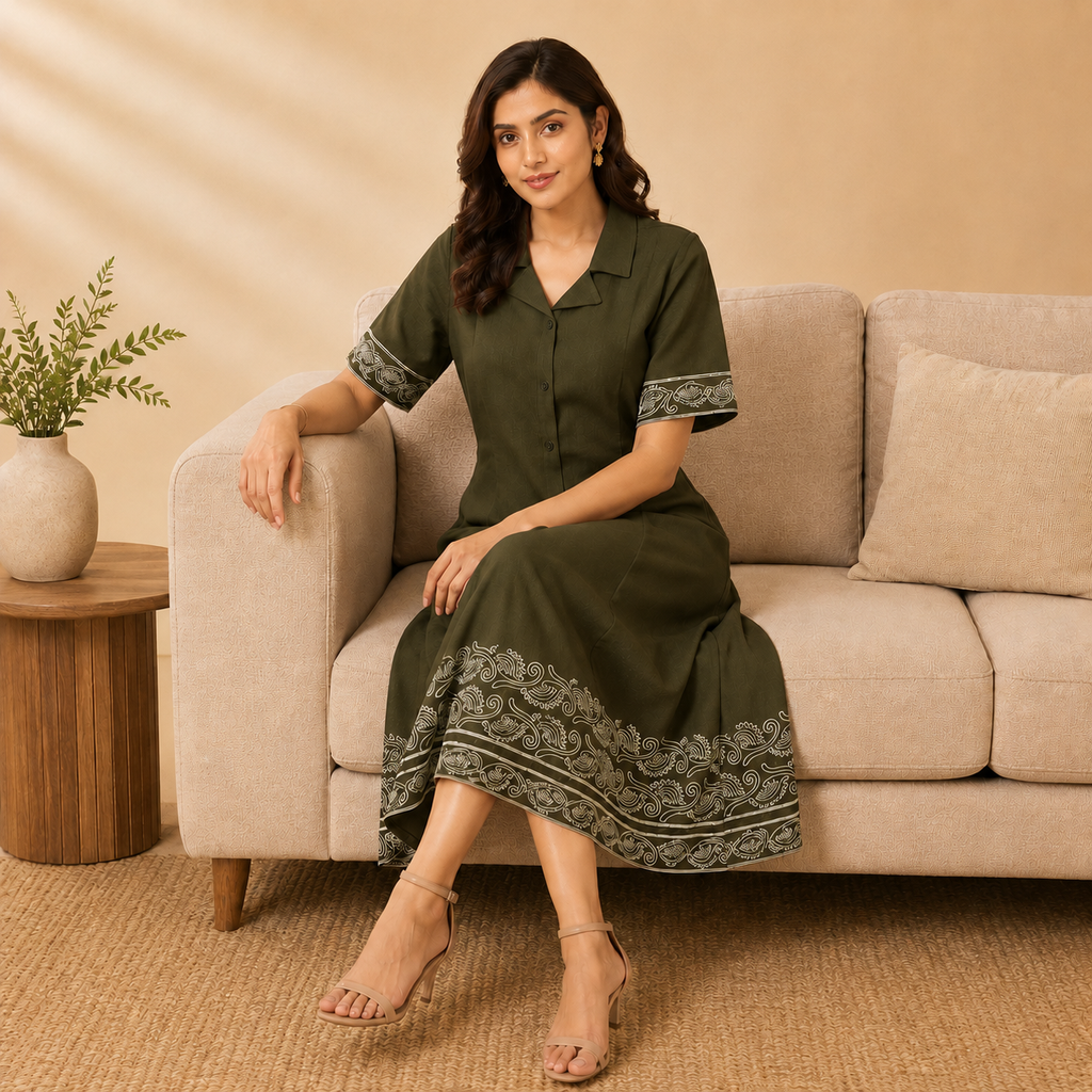 Embroidered Midi Dress