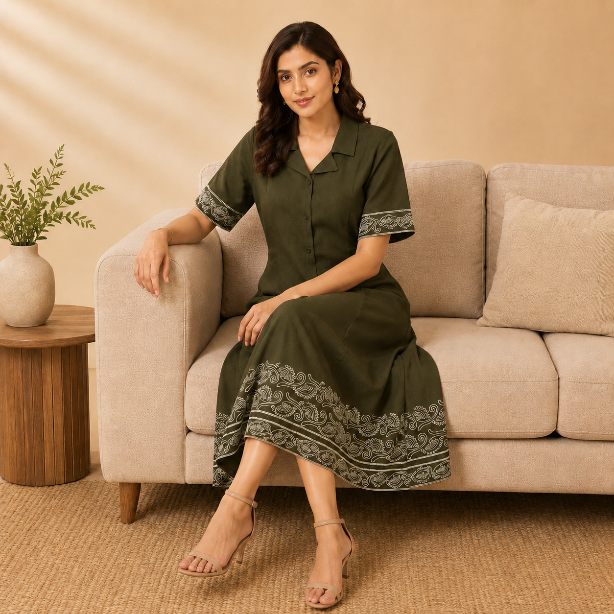 Embroidered Midi Dress
