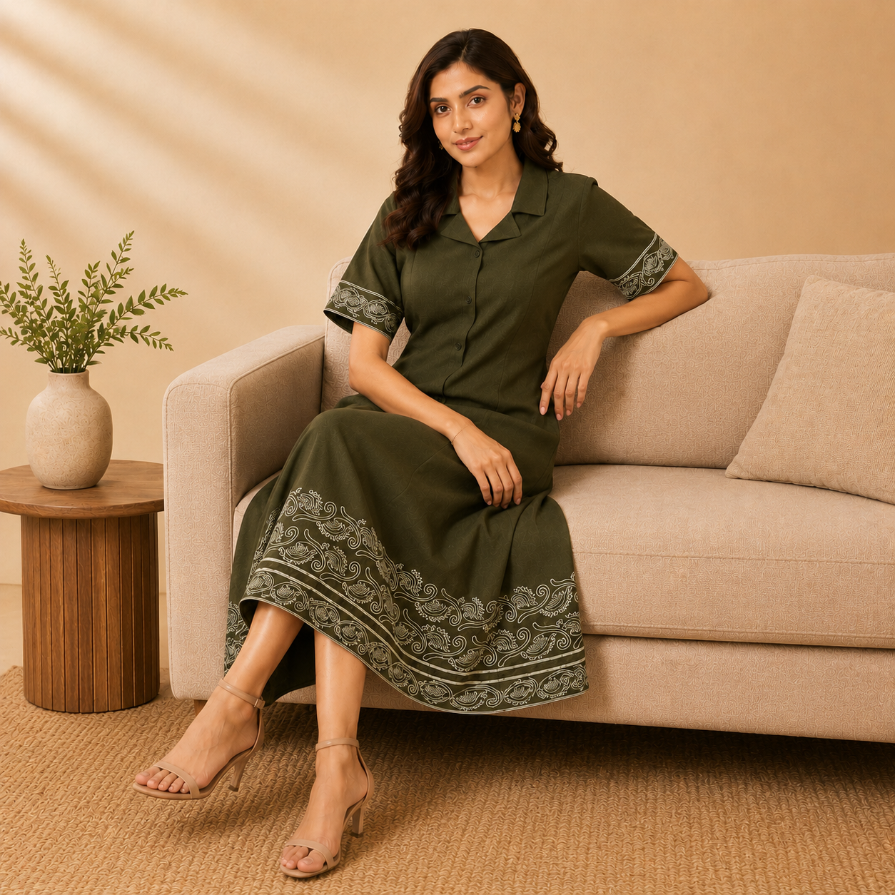 Embroidered Midi Dress