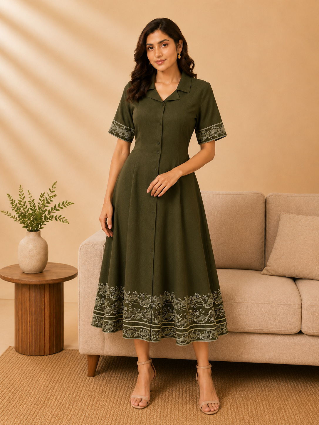 Embroidered Midi Dress