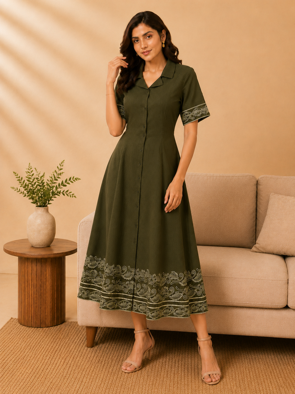 Embroidered Midi Dress
