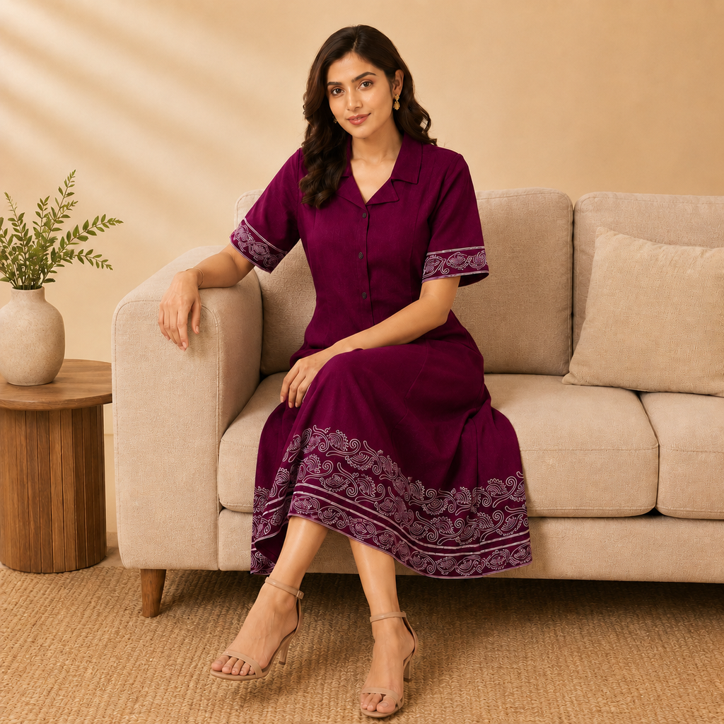 Embroidered Midi Dress