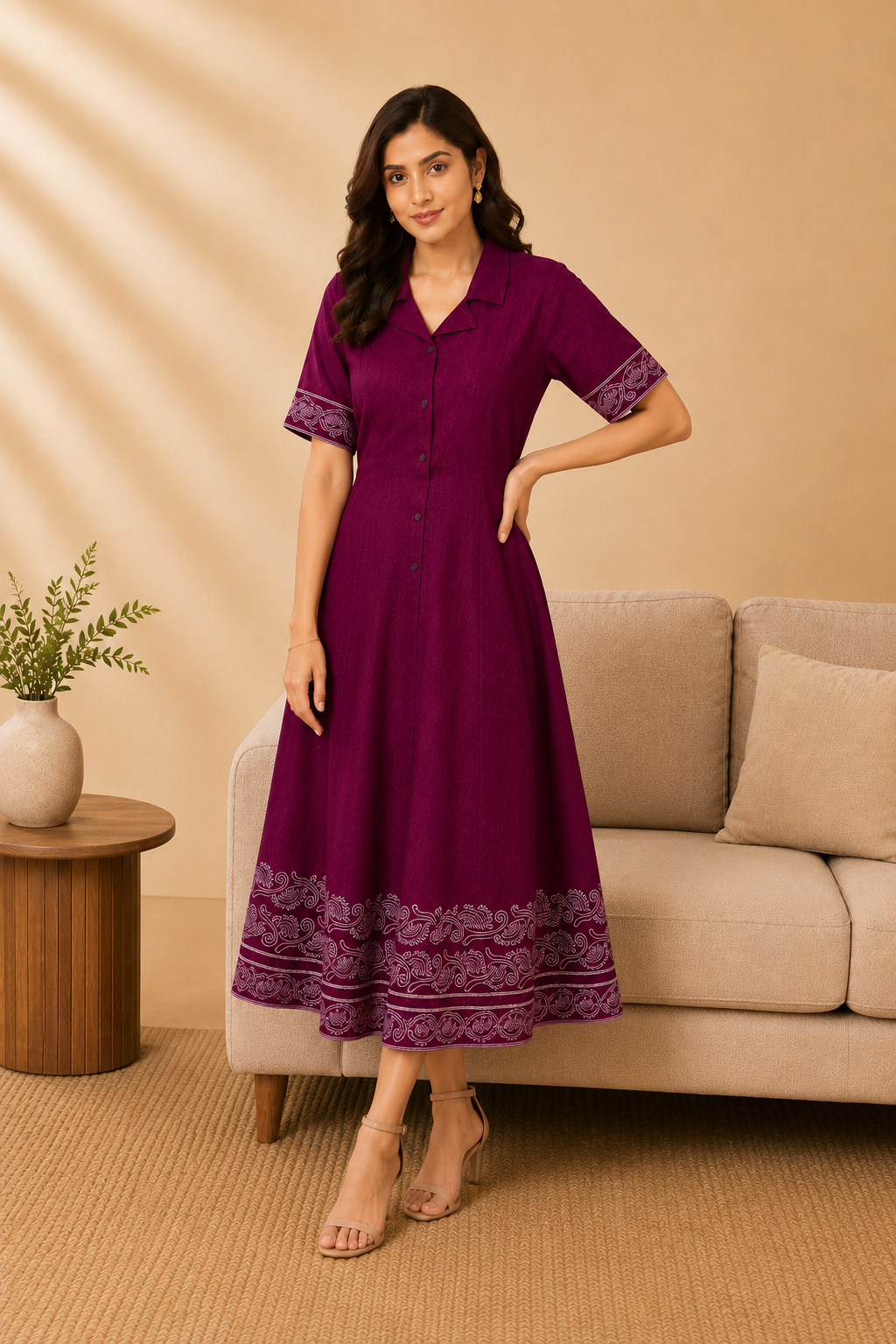 Embroidered Midi Dress