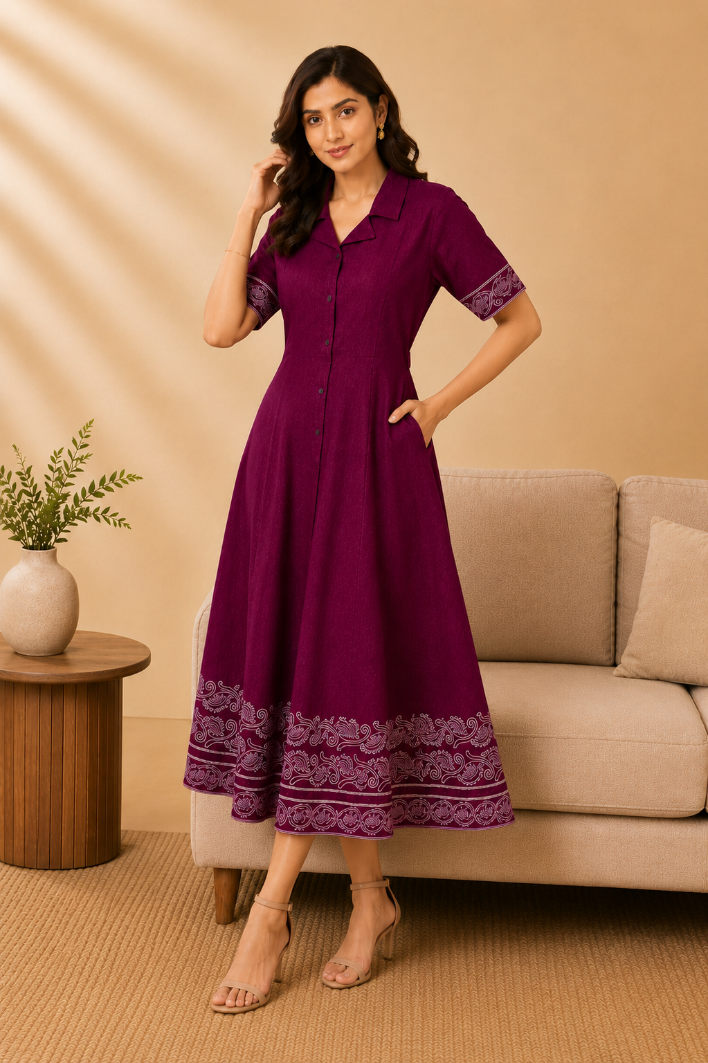 Embroidered Midi Dress