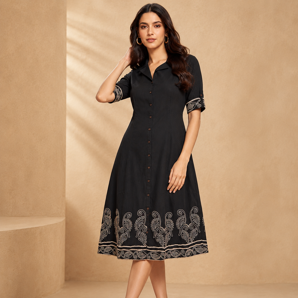 Embroidered Midi Dress