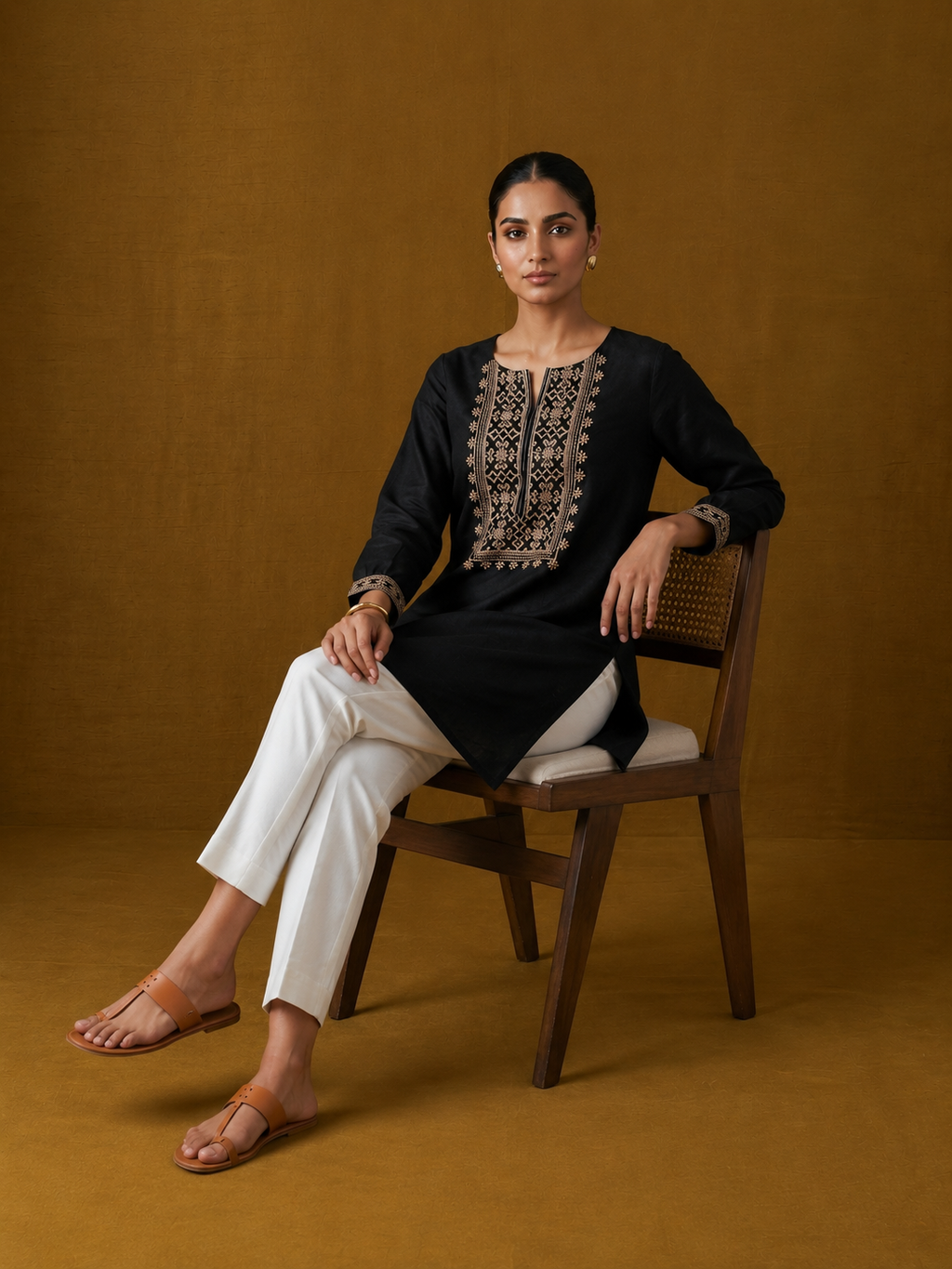 Midnight  Embroidered Short Kurti