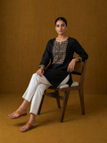 Midnight  Embroidered Short Kurti