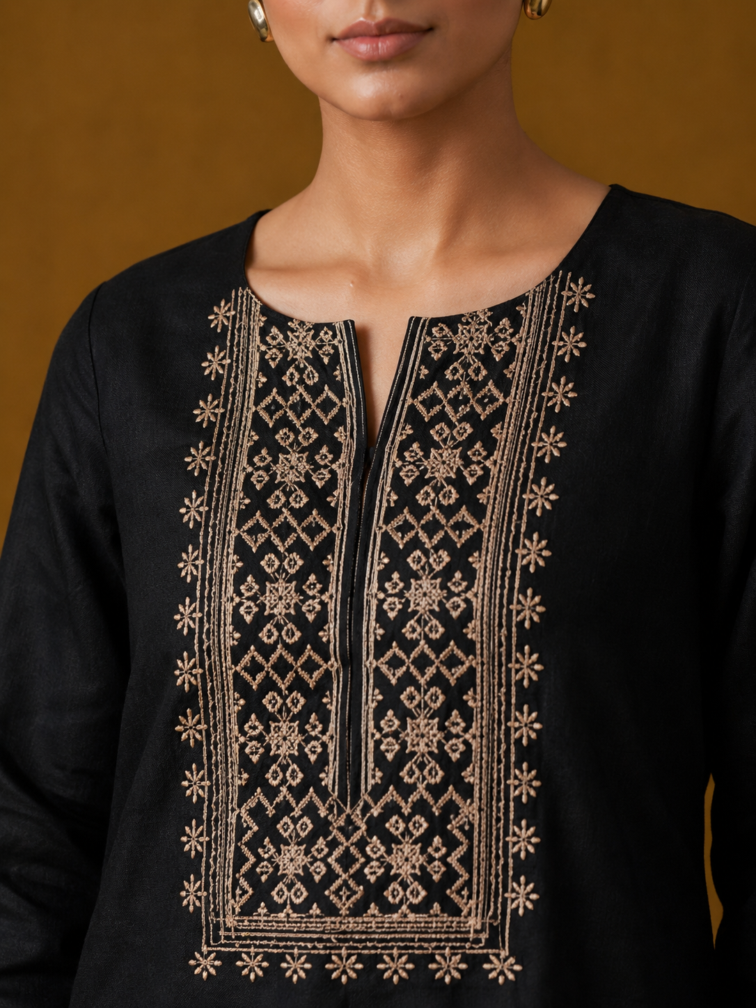 Midnight  Embroidered Short Kurti