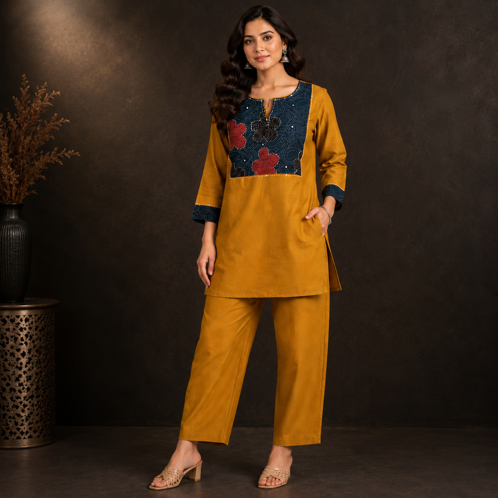 Mustard Midnight Bloom Co-Ord Set