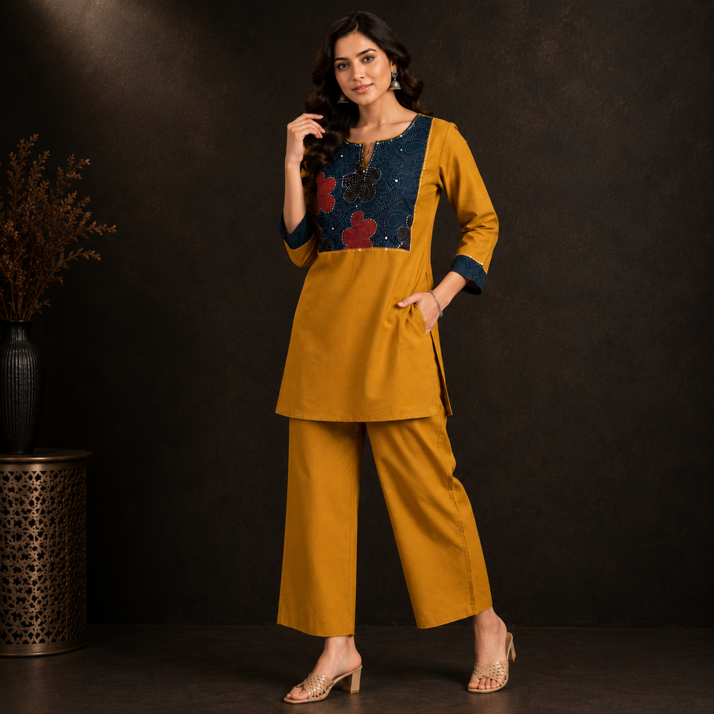 Mustard Midnight Bloom Co-Ord Set