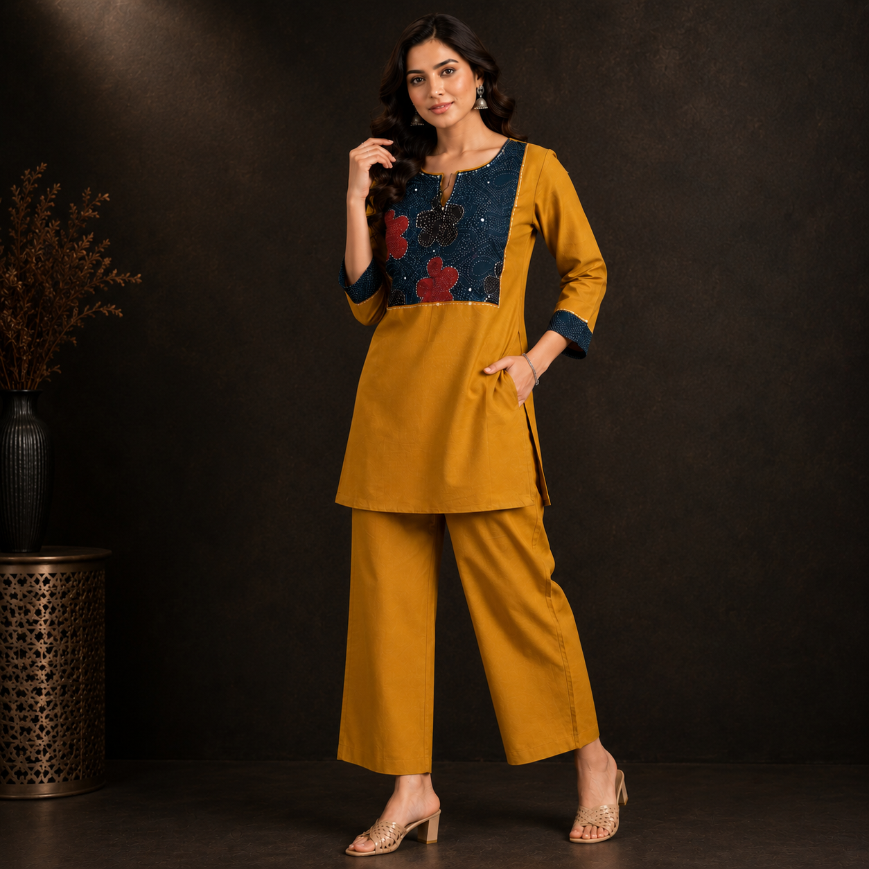 Mustard Midnight Bloom Co-Ord Set