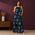 Indigo Spiral Mirror Work Co-ord Set