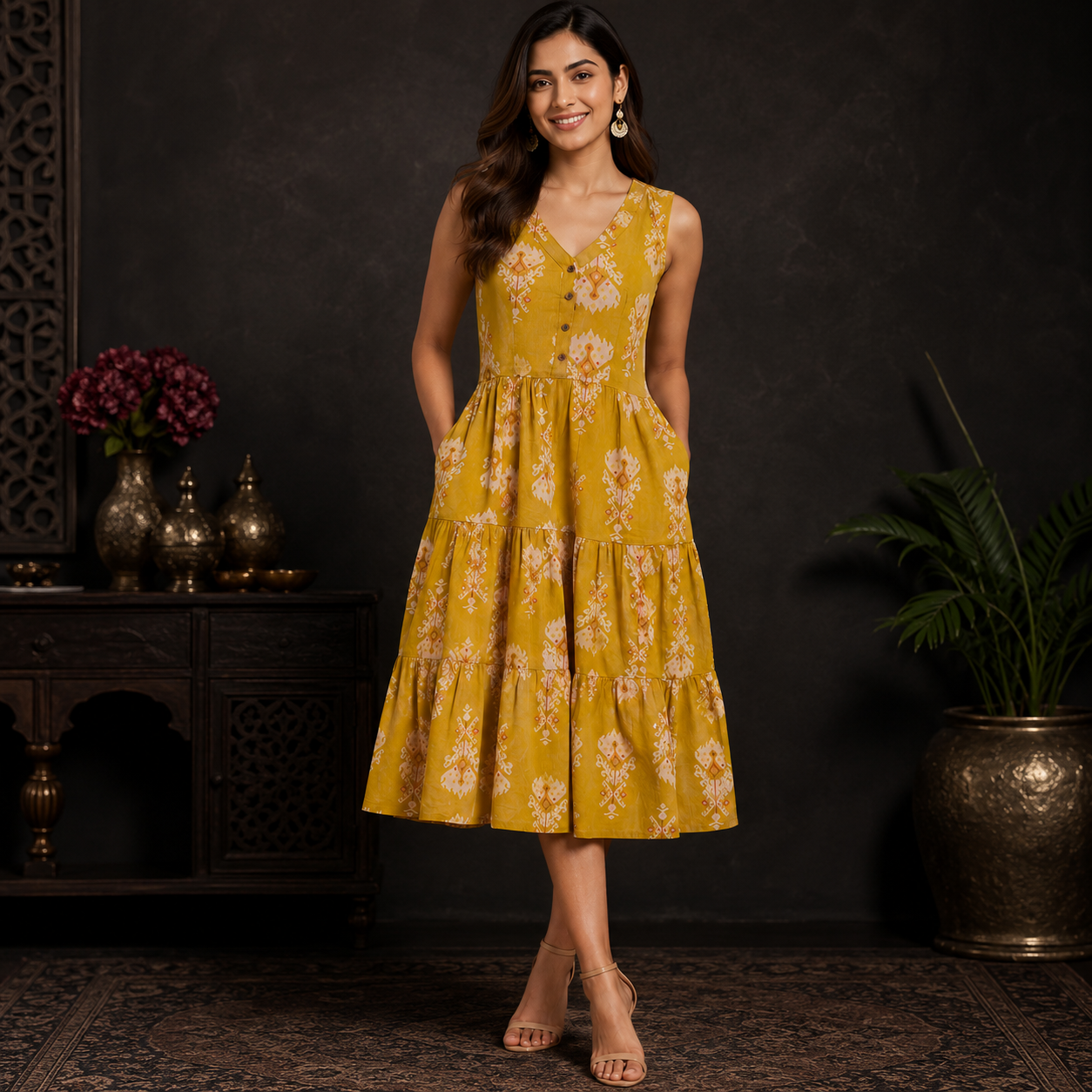 Aura Tiered Midi Dress