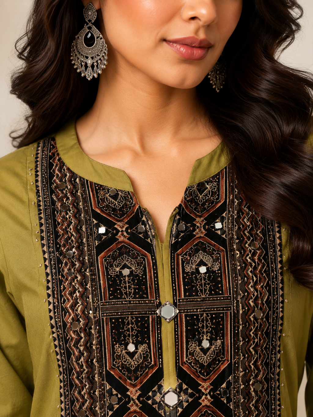 Olive Mirage Embroidered Anarkali
