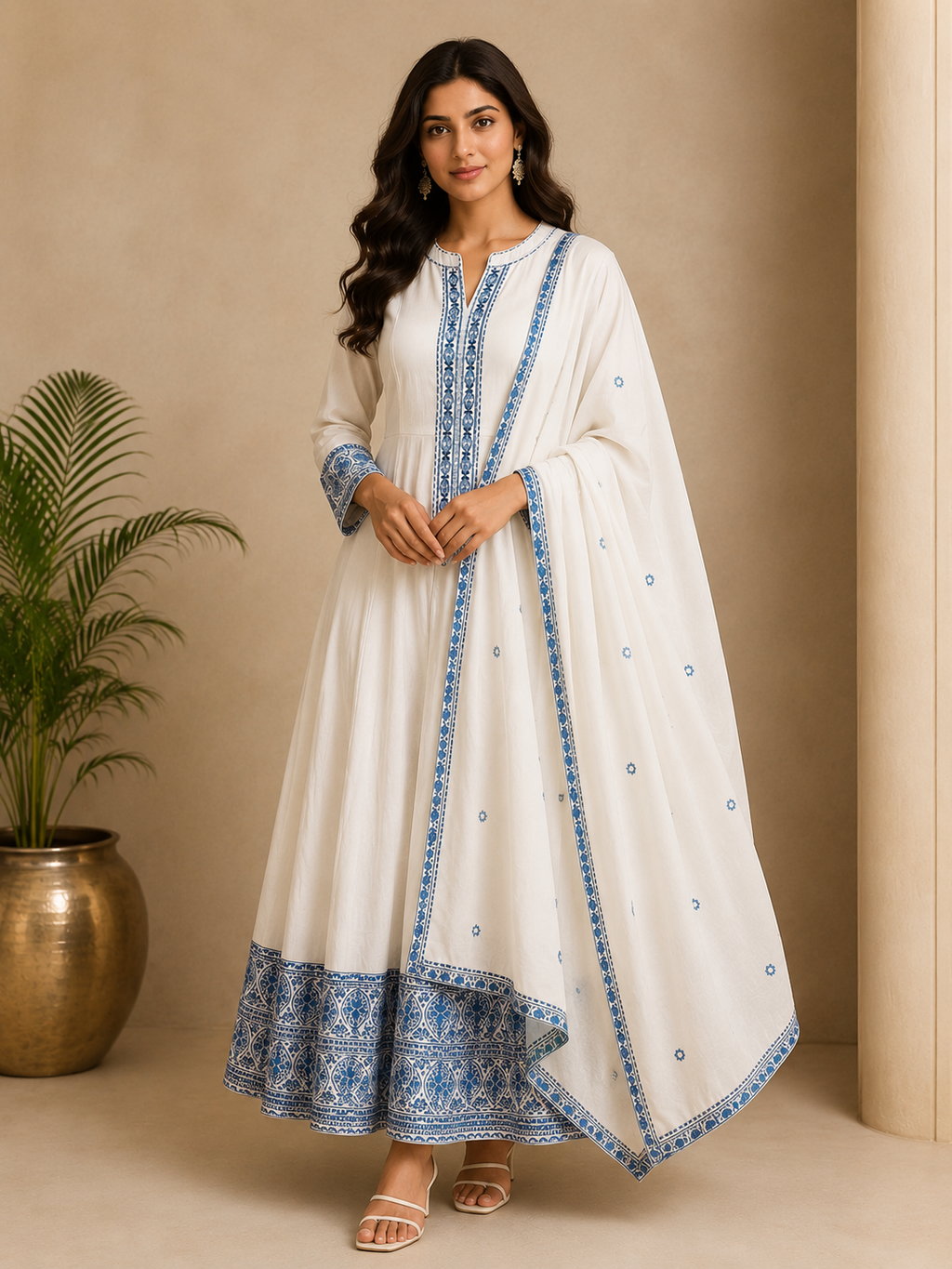 Noor-E-Blue Embroidered Anarkali Set