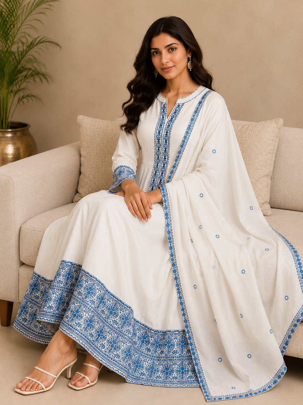 Noor-E-Blue Embroidered Anarkali Set