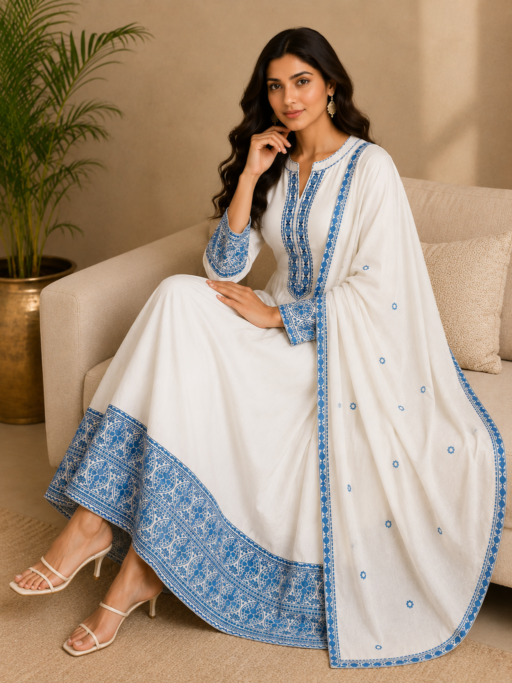 Noor-E-Blue Embroidered Anarkali Set