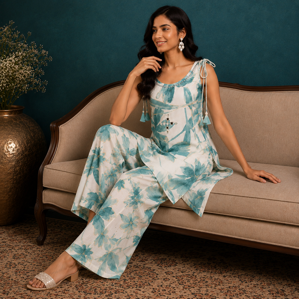 Aqua Bloom Co-ord Set