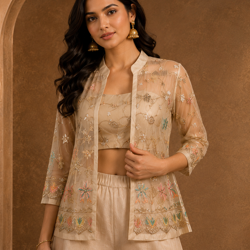 Ivory Starlight Indo-Western Co-ord Set