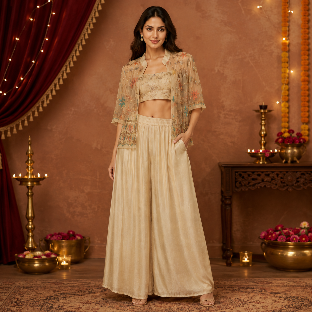 Ivory Starlight Indo-Western Co-ord Set
