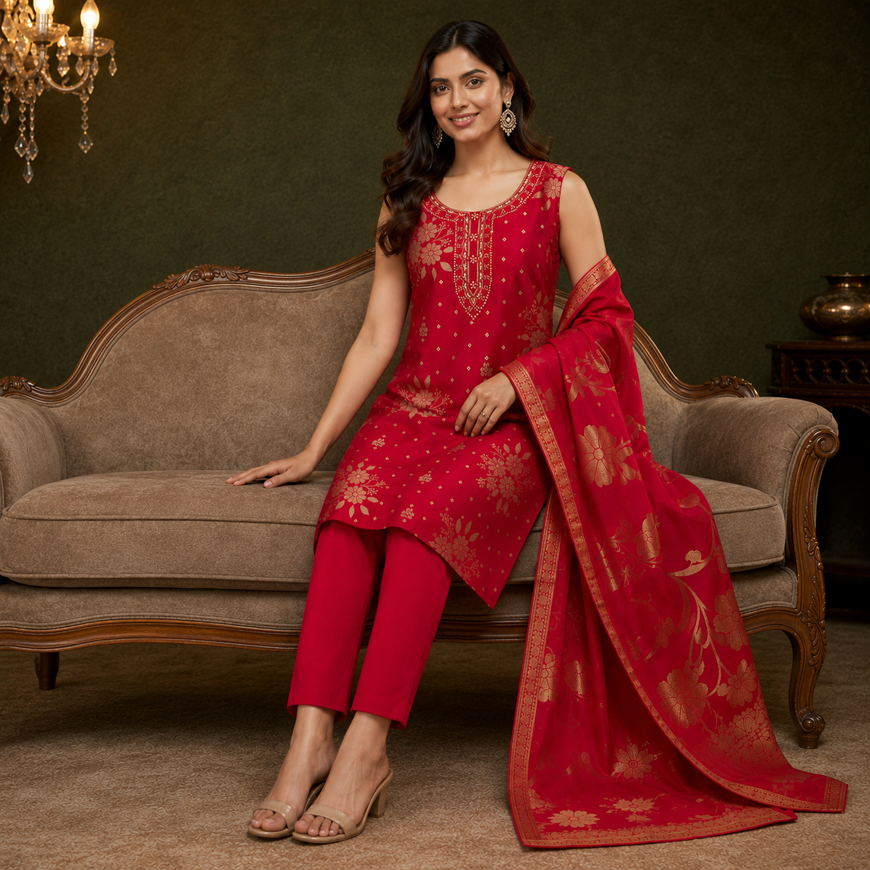 Ruby Royale Festive Suit Set